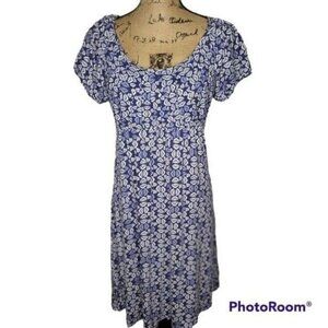 Vintage 90s Y2K Blue Butterfly Print Baby doll Mini Dress